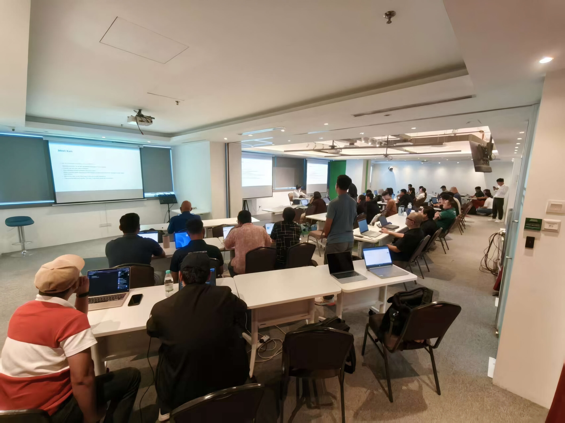 Hands-on building, seen from the back of the room